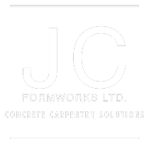 JC Formworks Ltd., featuring the text "JC" and "Concrete Carpentry Solutions."